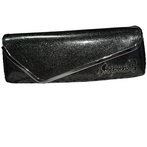 Sourpuss Black Glitter Skull Clutch Hard Case Goth Rockabilly Purse Wallet